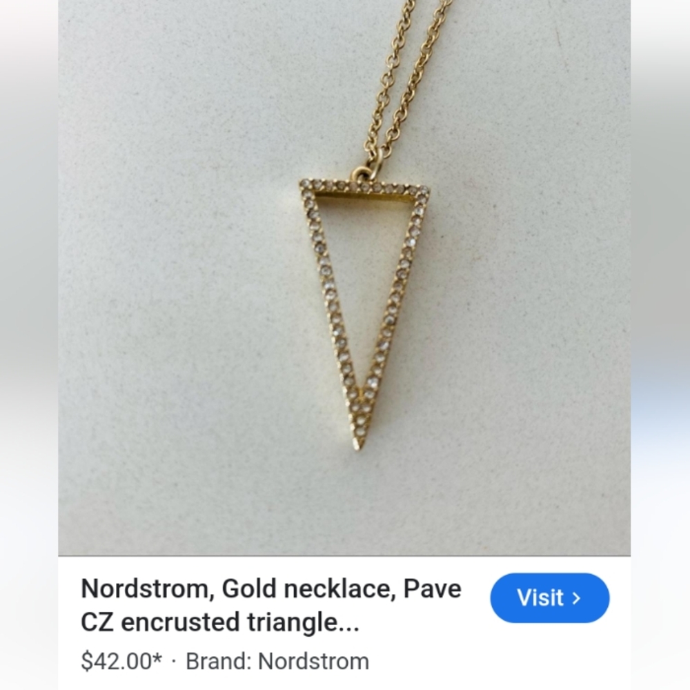 Nordstrom CZ pave diamond triangle necklace.